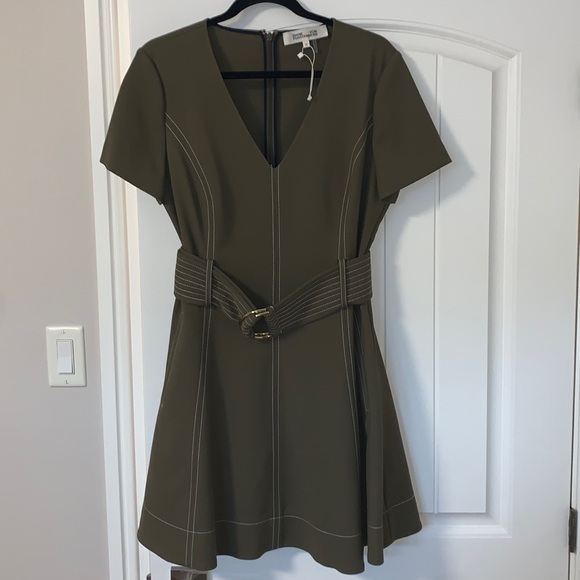 Diane von Furstenburg Belted Fit & Flare Dress - Picture 1 of 5